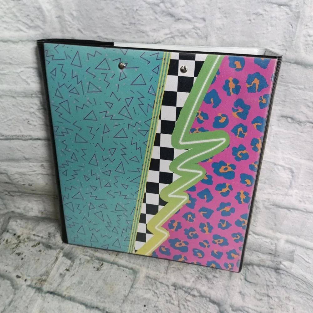 Mead Trapper Keeper 3 Ring Binder Retro Geometric Animal Print Design a6